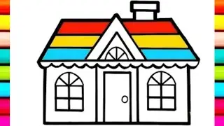 How to draw house 🏠|| Drawing, Painting & Coloring For Kids and Toddlers 🎨 step by step #art #kids 