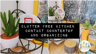 Clutter Free Kitchen Countertop Makeover with Contact Paper l Kitchen Countertop Decor