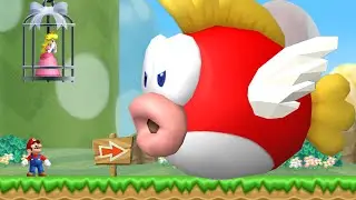 New Super Mario Bros. Wii - Evil Cheep Cheep Fight in the first Level