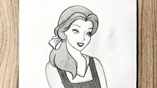How to draw princess belle step by step || #youtubevideos