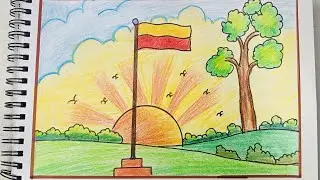 How to draw Karnataka Flag drawing 💛❤️ easy Flag drawing ideas #elegantdrawings #drawing