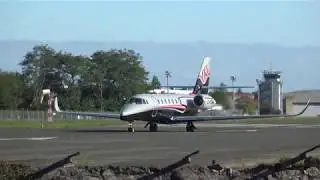 Cessna 680 Citation Sovereign (C-FDNA) rare take off in San Sebastian airport (EAS/LESO)