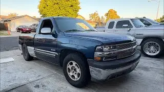 Rattle trap Silverado gets headlight upgrade and axle Flip kit installed.