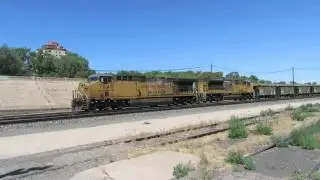 Union Pacific GE AC4460CW 7049 leading Ballast Train in Pueblo, CO June 2014