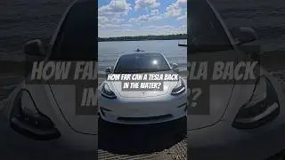 What happens when you back up too far? #Tesla  #shorts #viral #electric #EV #towing #art