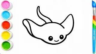 Stingray Fish Drawing for Kids | Easy Step by Step Drawing | Cute Sea Animal Art | Little Cloud