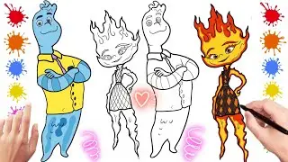Mind-Blowing Ember and Wade Drawing Tutorial from Elemental Movie | Elemantal Characters Drawing