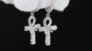 Mens diamond Ankh hoop earrings, diamond Ankh hoop earrings, iced out hoop earrings