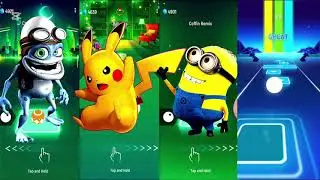 Tiles Hop Gameplay 🎵 | Pikachu, Minion & Funny Characters | Coffin Remix Challenge
