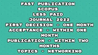 Fast Publication paid best journals scopus 2022 | Fast publication 2022 journals