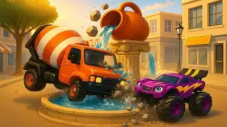 Uncontrolled Cement Mixer💥Crashes Into the Fountain! Is the Monster Truck Safe?🚧 | Funny Compilation