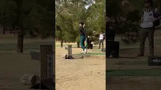 Catrina Allen side view backhand form #discgolf