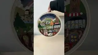 Thread painting #artreveal, landscape art using DMC threads #artshorts #dmc hand stitched embroidery