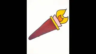HOW TO DRAW TORCH/ FLAMBEAU #happy#light#art#music#drawing#fire#trending#easy@A.D.art&craft world