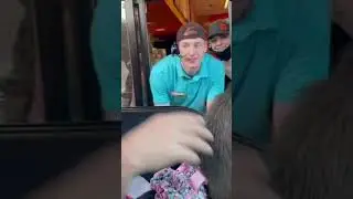 Princess monkey makes friends in drive thru #princess #monkey #cute #friends #shorts