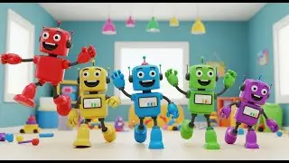 Cinco Pequenos Robôs de Brinquedo Marcham, Marcham | Música Infantil e Ritmo