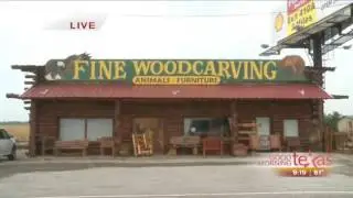WFAA Interview with Giselle Rutledge at the Fine Wood Carvings in Waxahachie Texas