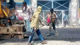 Dambar road laying with the help of road rollers