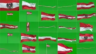 Austrian Flags &ndash; Green Screen Video Footage Pack 4K ❇ 3D Flag Animation ❇ National Elements