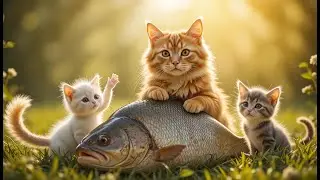 Cat Family&rsquo;s Biggest Catch at Dawn | Fishing at Sunrise with Cat and Kittens