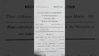 IGNOU BECS 184 December 2024 Exam Question Paper | IGNOU Latest Question Paper