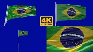 Brazil flag green screen 4k