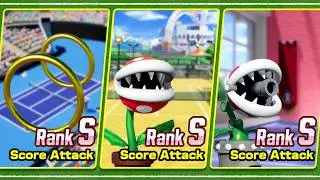 Mario Tennis Fever - ALL 4 Score Challenges (All Difficulties & S-Rank)