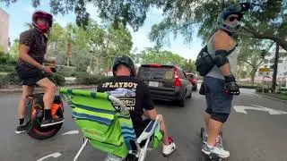 PEV Group Ride through St Petersburg Florida - One Wheels, Esk8, E-Bikes, Electric Unicycles & Scoot