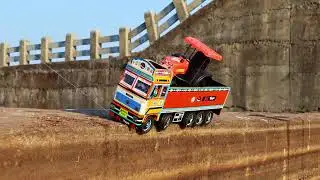 Ashok Leyland Tipper BharatBenz Tipper & CNG Auto Rickshaw JCB 3DX Accident  | SkToys