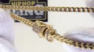 CZ Diamond Lock Gold Steel 2.5MM Franco Chain | Bling Bling Jewelry