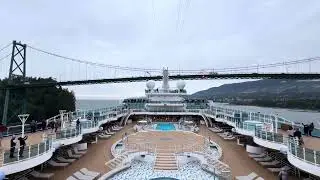 Royal Princess sails under the Lions Gate Bridge in Vancouver, BC, Canada