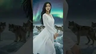 Dancing with Wolves 🌌🐺 Under the Northern Lights #shorts #dance #aurora #viralshorts #epic #wolf