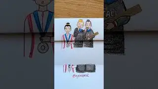 Zhou Yaqin biting the medal when she saw both Italian gymnasts do it😍#paris2024 #art #drawing #anime