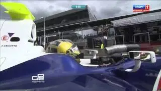 GP2 2014. Austria. Daniel de Jong Mistake at Pit Exit