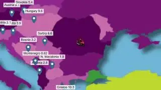 Europe Countries Population in Fun Animation | Riding a Cartoon Motorcycle Across Europe 🇪🇺