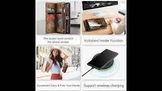 CaseMe Samsung Galaxy S23 Ultra Wallet Case with Wrist Strap Coffee