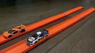 Hot wheels vs NASCAR Drag race: Chase Elliot vs orange car (Race 1 of 3)