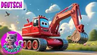Baggerlied f&uuml;r Kleinkinder | 5 Lustige und Bunte Bagger in Aktion | BausiCat Deutsch &ndash; Kinderlieder