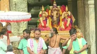 Malayappa with His consorts Sridevi and Bhudevi inside Tirumala Temple