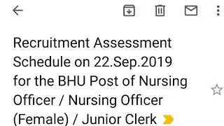 BHU junior clerk / nursing examination schedule 22 Sep