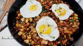 Ultimate breakfast - Chicken  and Potato Hash -    Easy One Pan breakfast Recipes