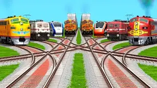 Eight Trains Bumpy Crossing At Curved Branched Forked Tracks | indian games | train simulator game