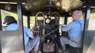 Midwest central railroad #6 going up the hill into north village, Cab view. Old threshers 2023