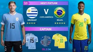 DLS 24 | Uruguay Vs Brazil | Copa America | Dream League Soccer 2024 Gameplay...