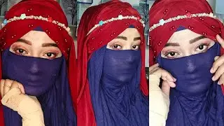 Double tight niqab red &hearts;️ & blue 💙 combination.very simple and easy way 🙂