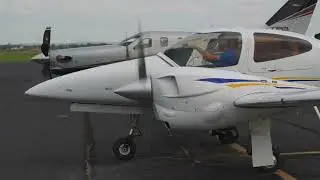 Diamond DA42 Twin Star diesel engine startup and quiet take-off