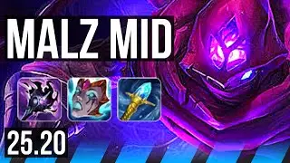 MALZAHAR vs AURELION SOL (MID) | Godlike | NA Master | 25.20
