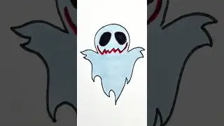 Easy drawing Halloween Ghost 👻 #drawing #howtodraw #kids #easydrawing #halloween #ghost