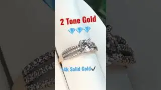 2 Tone White/Rose Gold, 14k Solid Gold Engagement Ring #shorts