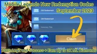 3X ML Redeem Codes September 29, 2023 + Earn up to 2-3K Mobile Legends Diamond 100% legit & Success